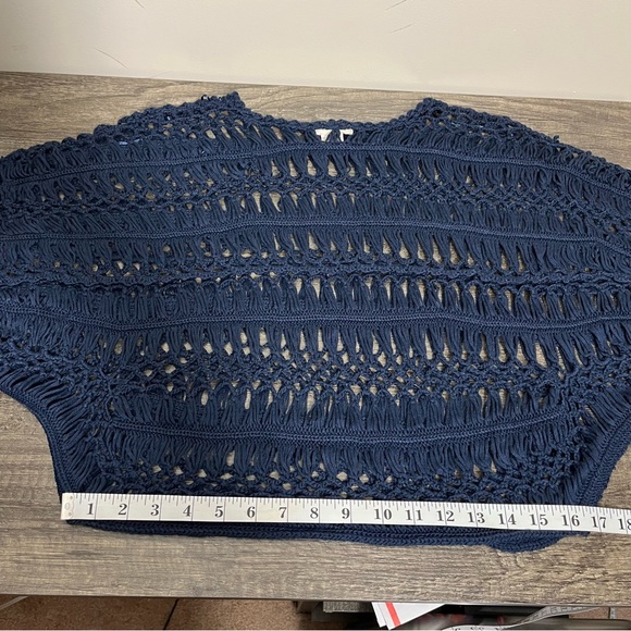 🎉 HP 🎉 Sans Souci Navy Loose Knit Oversized Dolman Style Blouse, Size S - Picture 9 of 9